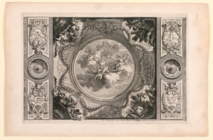 部屋と階段の絵画に関する新書のプレート 作： Daniel Marot