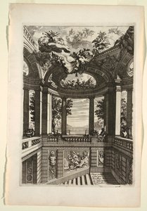 部屋と階段の絵画に関する新書のプレート 作： Daniel Marot