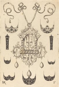 7 つの盾と 2 つの装飾バンドに囲まれたペンダント 作： Daniel Mignot
