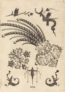 上部にドラゴンと昆虫、下部にヘビのような尾を持つ人間の 2 つのブローチ 作： Daniel Mignot