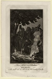 1759年8月12日、1759年頃のクナースドルフの戦いでの詩人エヴァルトフォンクライスト 作： Daniel Nikolaus Chodowiecki