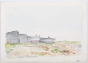 フィッシングコブルズ、ホーリー島、1895年（紙と鉛筆） 作： Daniel Oliver