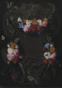 花輪の石のカルトゥーシュ 作： Daniel Seghers