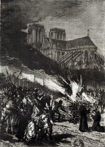 テンプル騎士団の炎、「L&39;Histoire de France」のイラスト、ジュールミシュレ（1798-1874） 作： Daniel Urrabieta Vierge