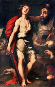 David vencedor do gigante Golias segura a cabeça na mão Pintura de Daniele Crespi (1598-1630) 1623 Palazzo Borromeo, Isola Bella, Stresa Itália 作： Daniele Crespi
