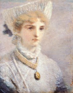 Daniele Ranzoni（1843-1889）による白い服の少女 作： Danielle Ranzoni