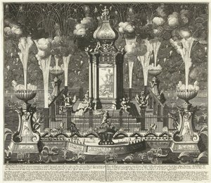 ユトレヒト条約の祝典での花火、1713年 ordere van Haar Ed. Groot Mog: Heeren States of Holland and West Vriesland (...) in Hague, in the vyver (