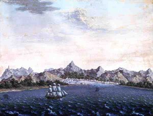フランス島、1810年頃（紙にガッシュ 作： Danish School
