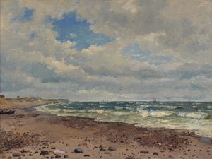 ユトランド西海岸の砂丘のあるビーチ 作： Dankvart Dreyer