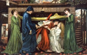 ダンテ・アリギエーリとベアトリーチェ、1900年頃（絵葉書） 作： Dante Gabriel (after) Rossetti