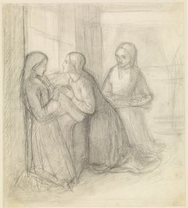 (イセントゥルディス、グータと跪くハンガリーの聖エリザベトの可能性 作： Dante Gabriel Charles Rossetti