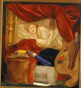 ボトル（パネルに搭載されたオイルオンボード） 作： Dante Gabriel Charles Rossetti
