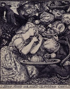「ゴブリン市場と他の詩....」の口絵 1862年（リソ） 作： Dante Gabriel Charles Rossetti