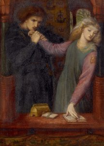 ハムレットとオフィーリア、1866年（紙に水彩とアラビアゴム） 作： Dante Gabriel Charles Rossetti