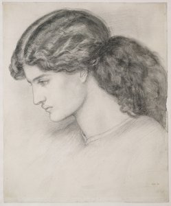 女性の頭、1861 作： Dante Gabriel Charles Rossetti