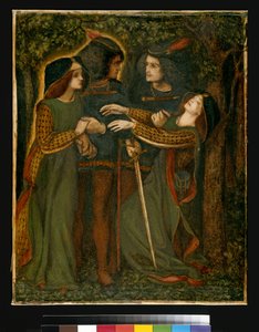 どのように彼らが自分自身に会ったか、c.185060（ガッシュ）（63160も参照） 作： Dante Gabriel Charles Rossetti