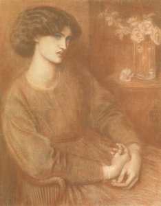 ジェーンモリス、1868年（色のチョーク） 作： Dante Gabriel Charles Rossetti