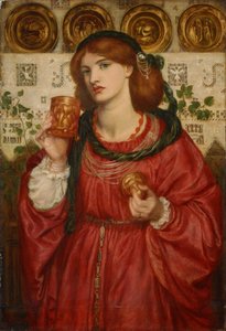 愛の杯 - ダンテ・ガブリエル・ロセッティ (1828-1882) の絵画、木に油彩 作： Dante Gabriel Charles Rossetti