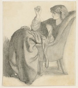 ラケシス：椅子の縫製に座ったジェーンモリスの研究、1860年代 作： Dante Gabriel Charles Rossetti