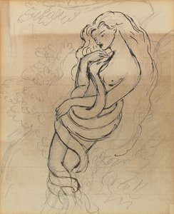 レディ・リリス、c。 1869年（紙に鉛筆、ペン、茶色のインク）
