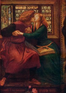 パオロとフランチェスカダリミニの詳細、1855 作： Dante Gabriel Charles Rossetti