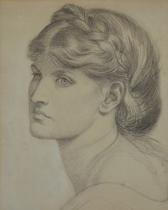 「The Bower Meadow」の習作である Alexa Wilding の肖像 作： Dante Gabriel Charles Rossetti