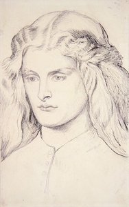 アニー・ミラーのポートレート習作 1860-63年頃 （紙にペン、墨、黒鉛 作： Dante Gabriel Charles Rossetti