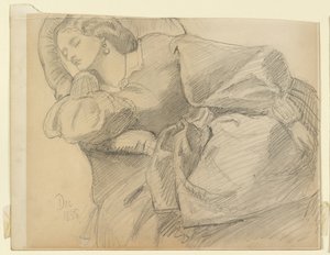 眠っているルース・ハーバート 作： Dante Gabriel Charles Rossetti