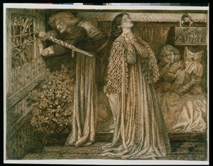 女王の部屋のランスロット卿 作： Dante Gabriel Charles Rossetti