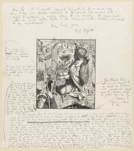 聖セシリアザモクソンテニスン、1857年頃（木版画、紙に鉛筆） 作： Dante Gabriel Charles Rossetti