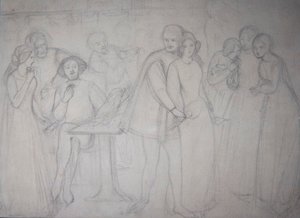 ベネディックとベアトリーチェのためのスタディ 作： Dante Gabriel Charles Rossetti