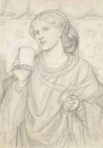 ラビングカップ」のための習作（鉛筆・紙） 作： Dante Gabriel Charles Rossetti