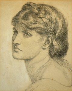 「バウアーメドウ」の頭の研究、1872年 作： Dante Gabriel Charles Rossetti