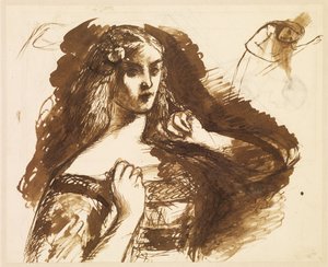 若い女性の半身スケッチ