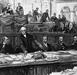 1 月 31 日、フランチェスコ・クリスピの議会での最初の政権の崩壊を告げる演説 作： Dante Paolocci