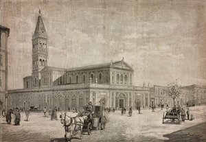 イタリア、ローマの聖心新教会、ダンテ・パオロッチのデッサンによるエングレーヴィング（L