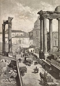 ダンテ・パオロッチのデッサンによるイタリア、ローマのフォロ・ロマーノの通り道（『L