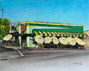 パティオ・ランチ、2017年（紙に鉛筆、インク） 作： Darrell Windjack