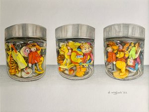 レディ・フォー・アドベンチャー、2022年（紙に鉛筆） 作： Darrell Windjack