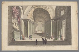 ローマのサンピエトロ大聖堂の前庭と階段の眺め Vestibule de St. Pierre a Rome / Vue Perspective du Vestibule, et de l