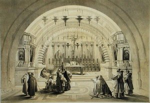 受胎告知教会またはカルバリー教会（「The Holy Land」より、L. Stroobantの彫刻による