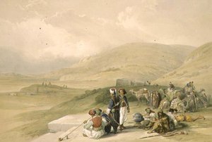 シケムのヤコブの井戸、1839年4月17日、プレート40、「The Holy Land」第1巻より、Louis Haghe (1806-85) が彫刻したもの。1842年（リトグラフ）。 作： David (after) Roberts
