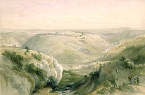 南から見たエルサレム、1839年4月12日、プレート10、「The Holy Land」第1巻より、Louis Haghe (1806-85)の彫刻、パブ。1842年（リトグラフ）。