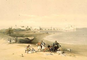 サルダ、古代シドン、1839年4月28日、プレート73、ルイ・ハーゲ（1806-85）が彫刻した「聖地」の第2巻から。1843年（リトグラフ）。 作： David (after) Roberts