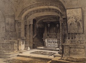 ナザレの受胎告知の祠（カラーリトグラフ 作： David (after) Roberts