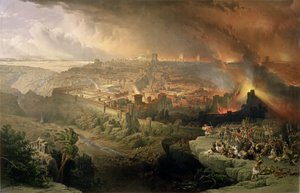 ルイ・ハーゲ（1806-85）によって彫刻された西暦70年のエルサレムの破壊（リソ）