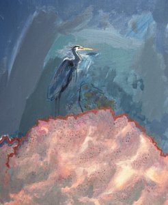 オオアオサギ（キャンバスに油彩） 作： David Alan Redpath Michie