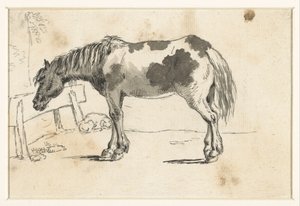 立っている馬と横になっている犬 作： David Alphonse de Sandoz Rollin