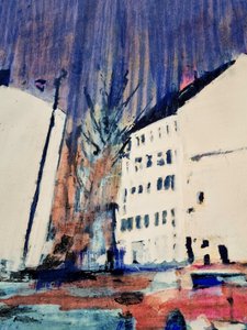 都市の街並みの抽象画