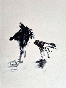 モノクロの犬の散歩 作： David Antonides